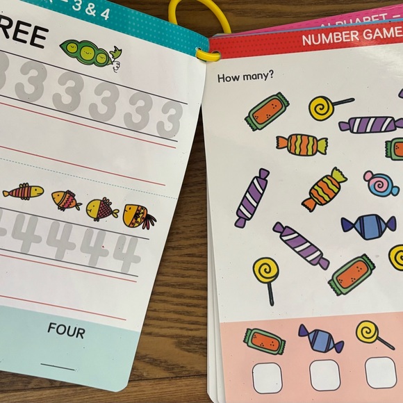 Pre-K Wipe Off ABC Workbook & Math, Letters, Word, Game Cards Learning Fun Set - Picture 3 of 15